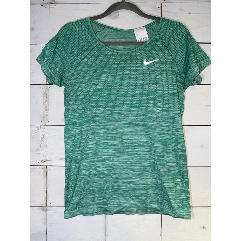 Nike Women's Medium Heather Green Dry Knit Short Sleeve T-Shirt Running